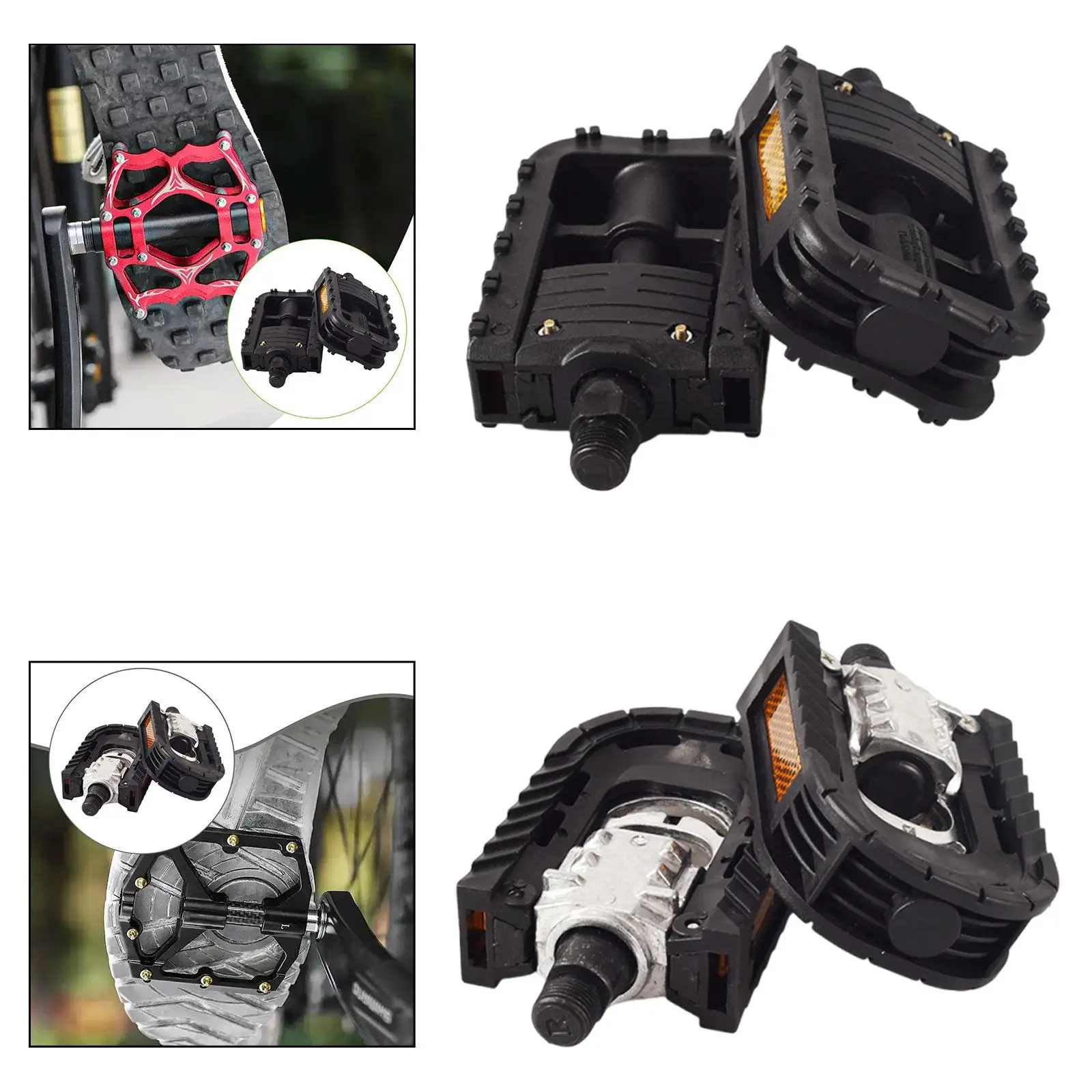 

2x Folding Bike Pedal, Anti Slip Lightweight Sealed Bearings Parts, Mountain Bike Pedals Platform Bike Flat Pedal Cycling 14mm,