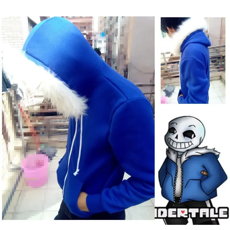 Sans Undertale Cosplay Hoodies Latex Mask FRESH SKELETON jacket sans plus velvet hooded zipper sweater 2019 Halloween Costume