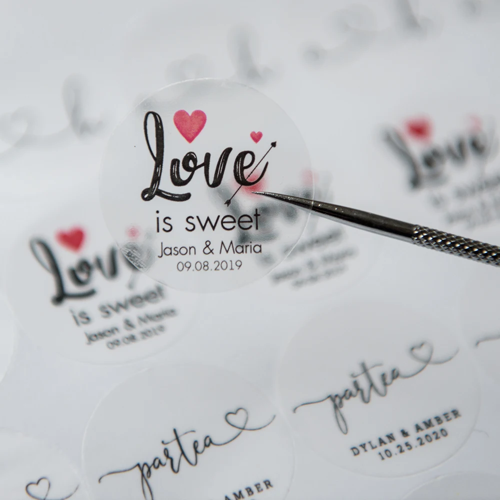 

100pcs Transparent Stickers Customized Birthday Gift Labels Name Stickers Wedding Stickers Your Company Name LOGO Customized