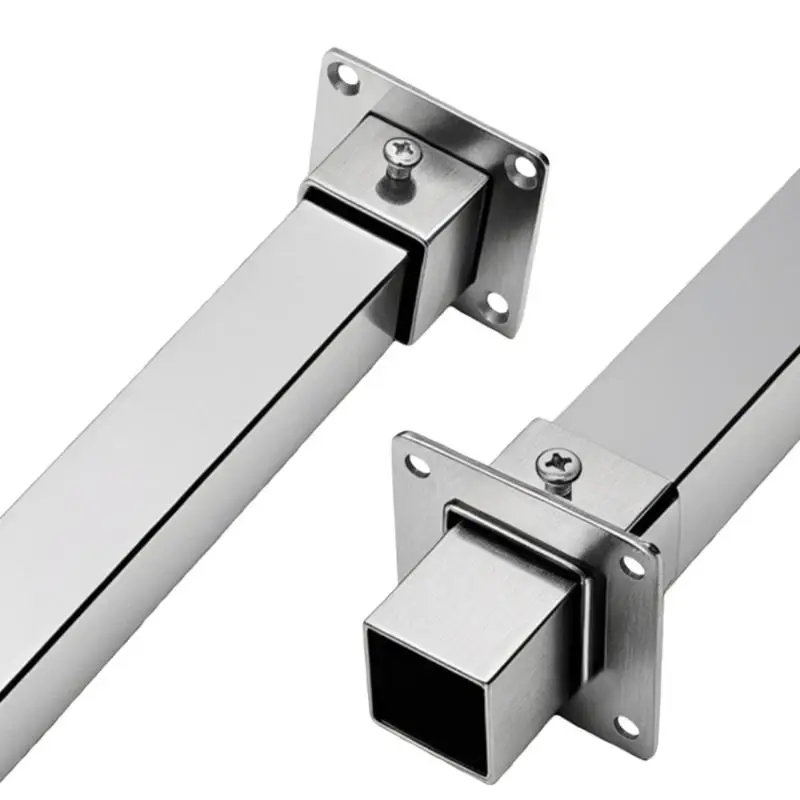 New-1/2Sets Flange Base Stainless Steel Square Tube Connector Tube Outer Dia. 25/30/35mm Elbow Corner Joint Fence Rail Clamps