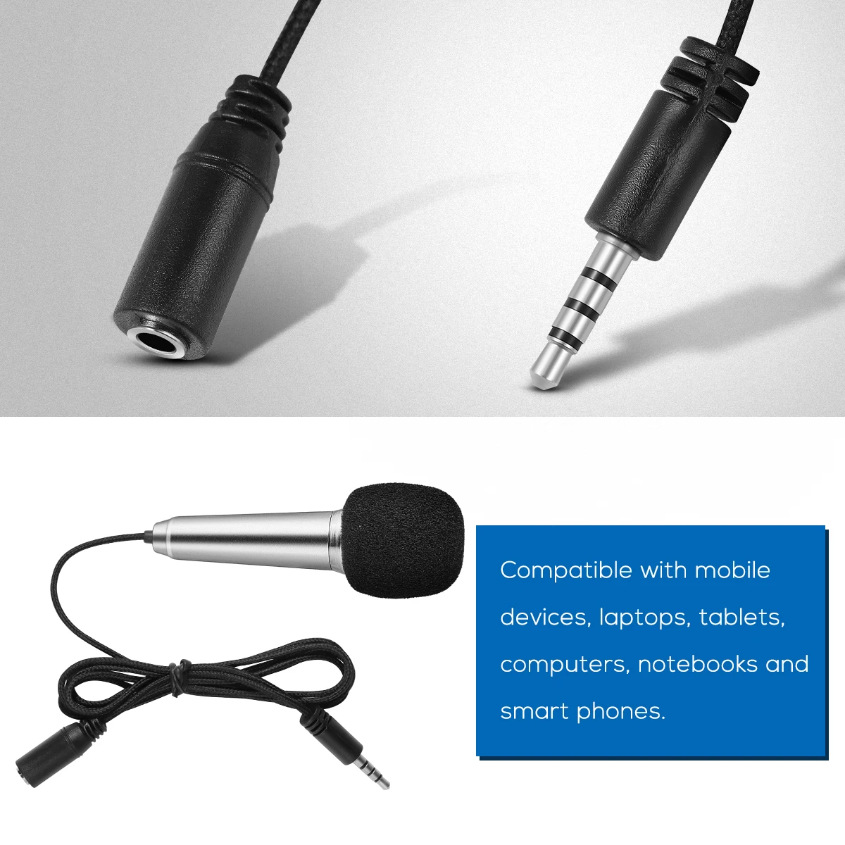 

Mini Portable K Song Microphone for Phones Tablets PCs Crystal Sound Karaoke Recording Vocal Chatting