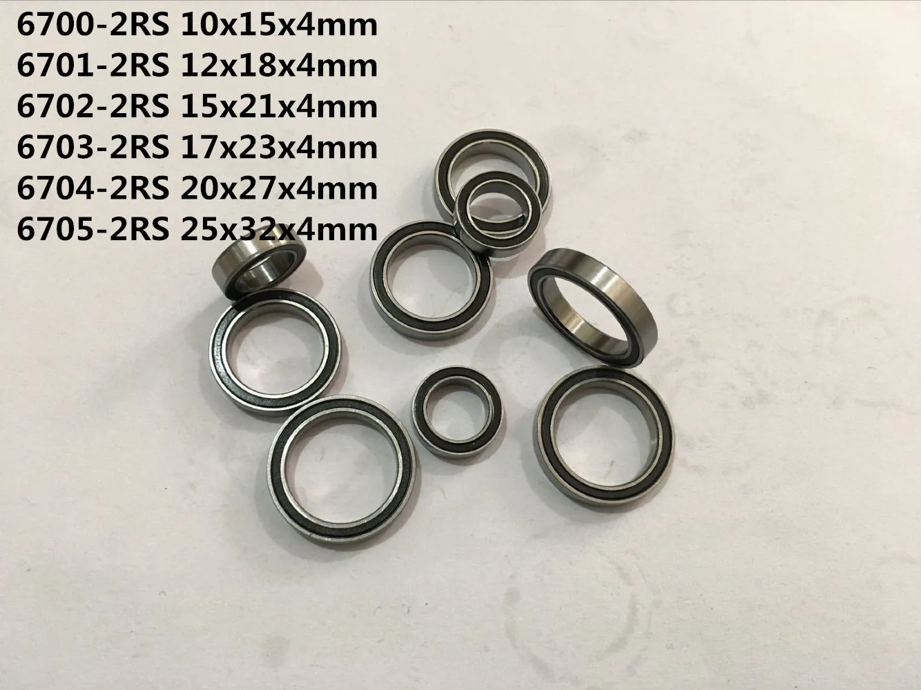 20pcs 6700-2RS 6701-2RS 6702-2RS 6703-2RS 6704-2RS 6705-2RS Ultra Thin Wall Rubber Sealed Bearing Ball Bearing