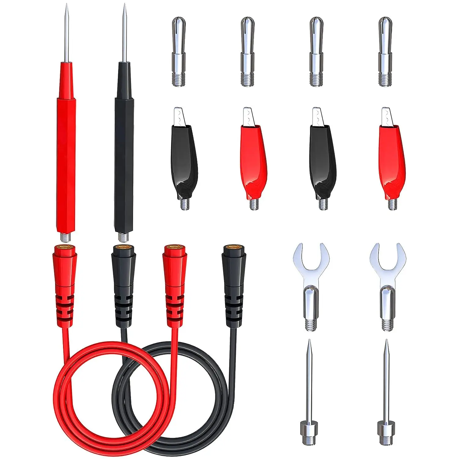 16PCS Multimeter Test Leads Kit Replacement Test Wire Set + Alligator Clips Banana Plugs Test Probes Banana Plugs for Multimeter