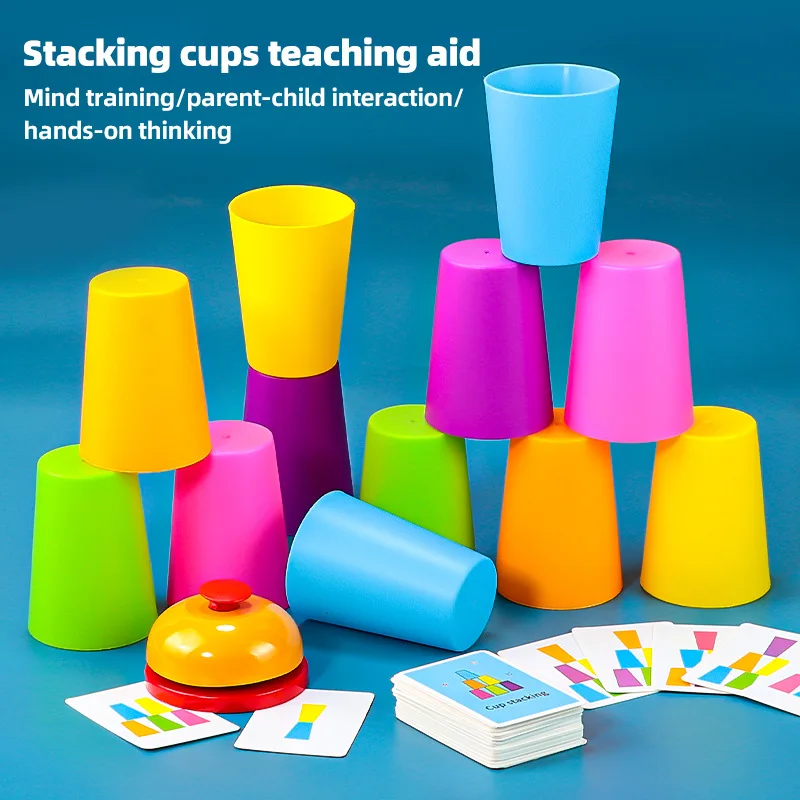 Stacking Cups Teaching Aid, Colorful Educational Toy, Mind Training Game, Parent-Child Interaction