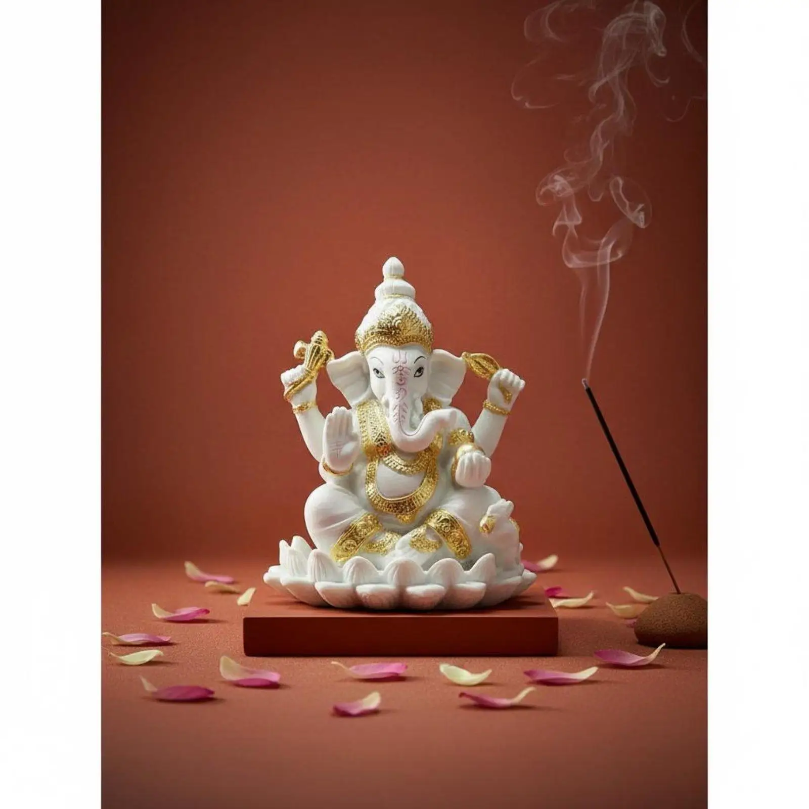 Lord Ganesha Resin Figurine Elephant Statue for Home Office Decor Wisdom Success Prosperity Spiritual Meditation Art