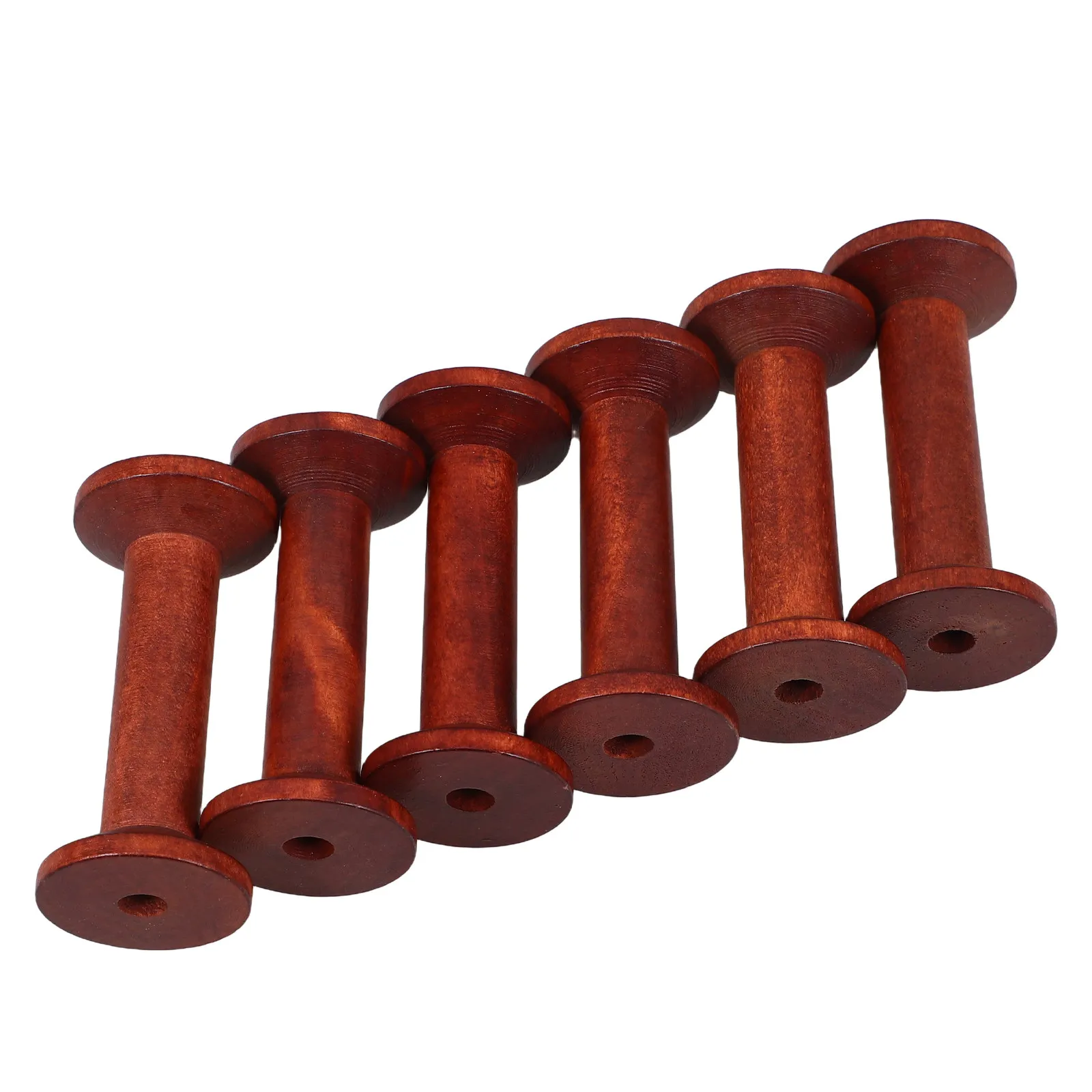 6Pcs Household Wooden Thread Spools Vintage Sewing Organizer Thread Holder Yarn Bobbins Storage Rack Wooden Bobbins Spools view 3