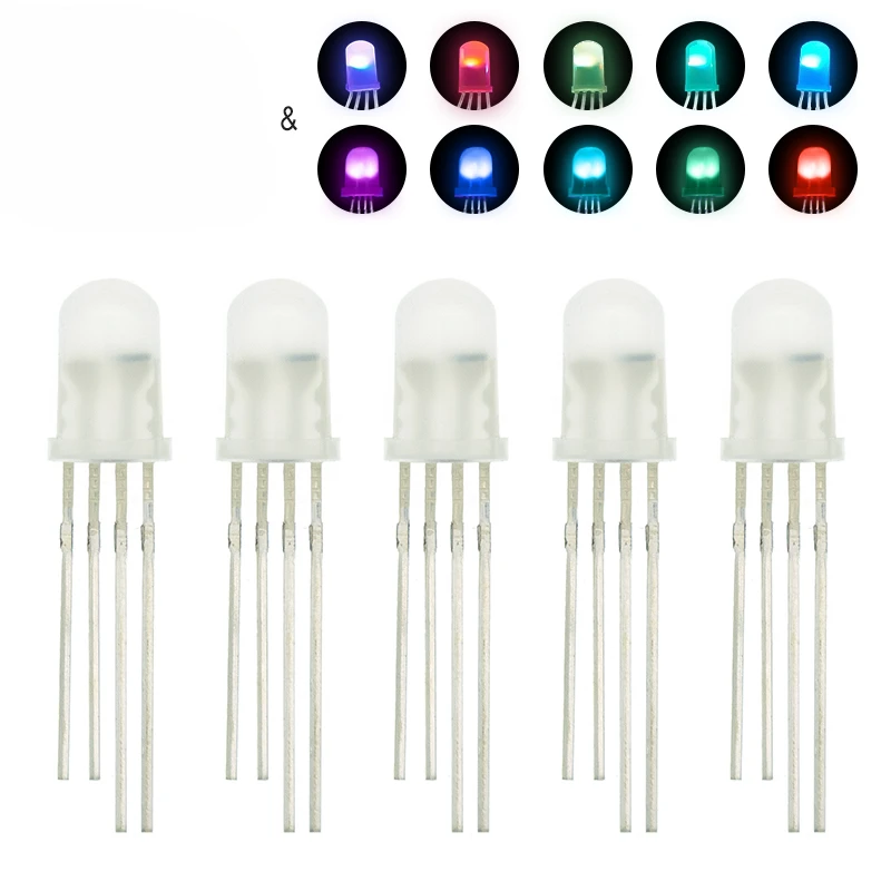 10pcs APA106 F5 5MM F8 8MM RGB LED Chips Integrated (Like WS2812B) Round Hat Full Color LEDs