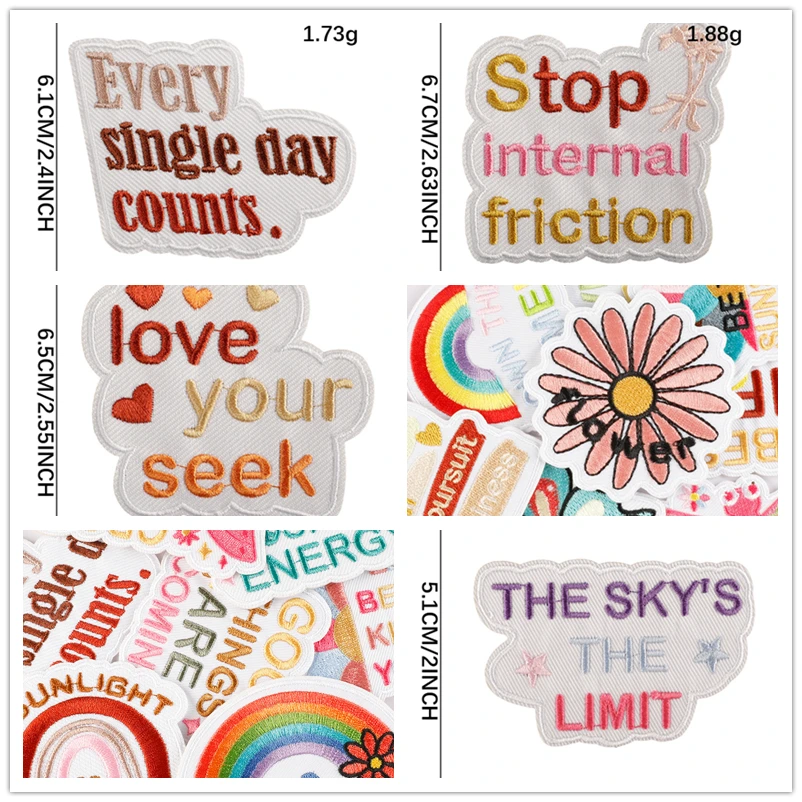 

DIY Hand Sewing Plant Letter Embroidery Patch Iron on Badge for Bag Clothing Accessories Repair Hot Selling Stick on Badge