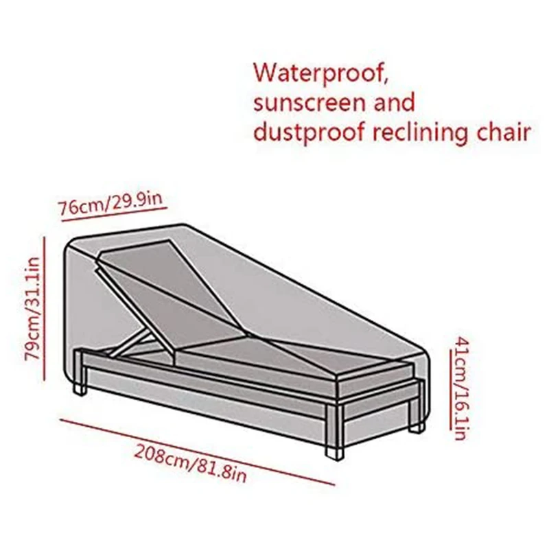 New 1 Pack Outdoor Sun Lounger Cover, Waterproof Garden Wicker Chair Sunbed Cover, Terrace Furniture Protection Layer