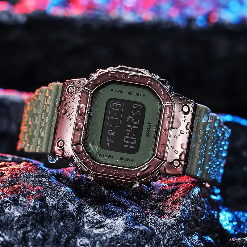 ساعة إلكترونية للزوجين رياضية مربعة رقمية للزوجين