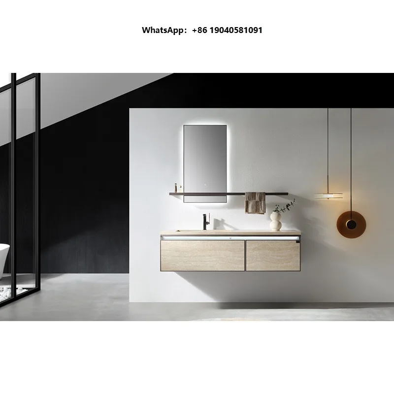 Hot Sale Modern Water Resistant Wall-Mounted Bathroom Vanity Cabinet with Sink and Mirror for Apartment and Hotel Bathrooms