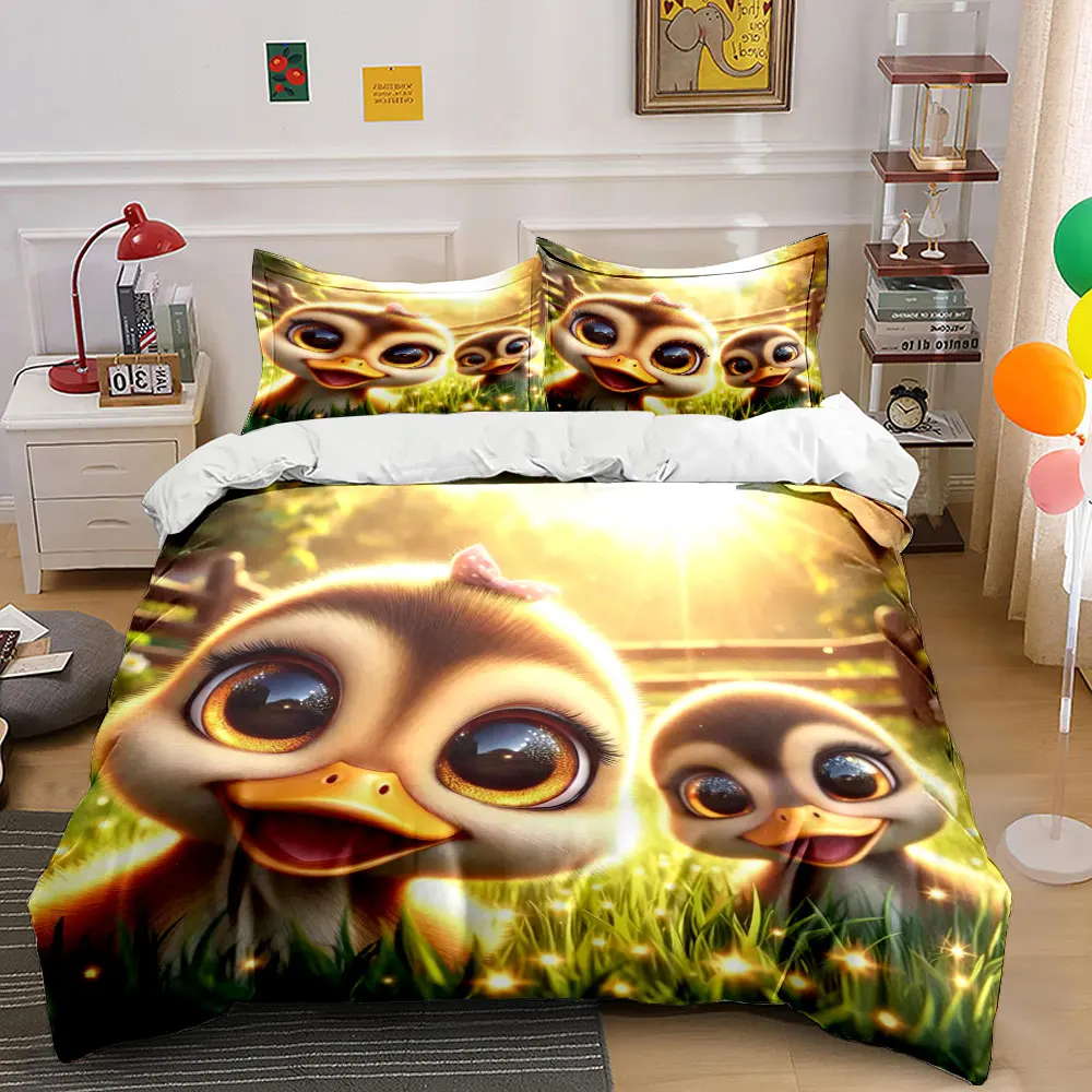 Cute animals smiling in sunlight Print Bedding Set 1 Duvet Cover 2 Pillowcases for Adult and Children Luxury Gift Full Size