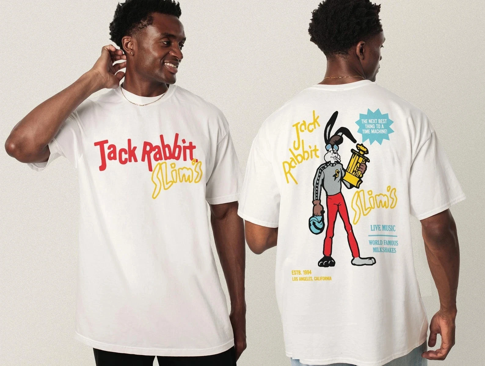 2026 Retro Tarantino Movie Vintage Jack Rabbit Slims Pulp Fiction Inspired Unisex Graphic T-Shirt High-end Luxury Unisex Style