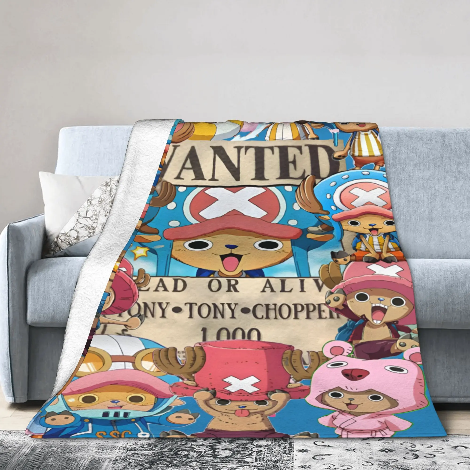 Custom Chopper Janpan Anime Blanket Warm Fleece Soft Flannel  Throw Blankets for Bedroom Sofa Office Autumn