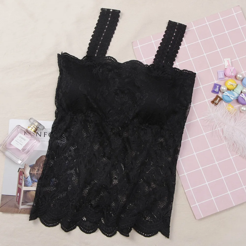 Long Lace Chest Pad Sexy Lingerie with Anti Glare Bottom Strap Vest Woman Sexy Off Shoulder Bustier Tops