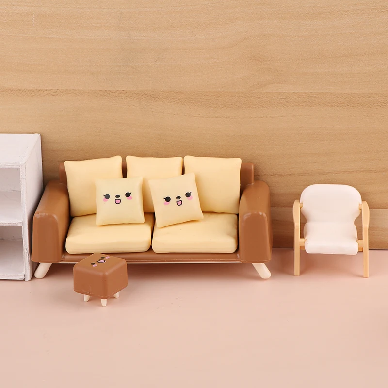 1/12 Dollhouse Mini Tea Table Chair Sofa Model Dollhouse Living Room Decoration Dolls House Furniture Accessories