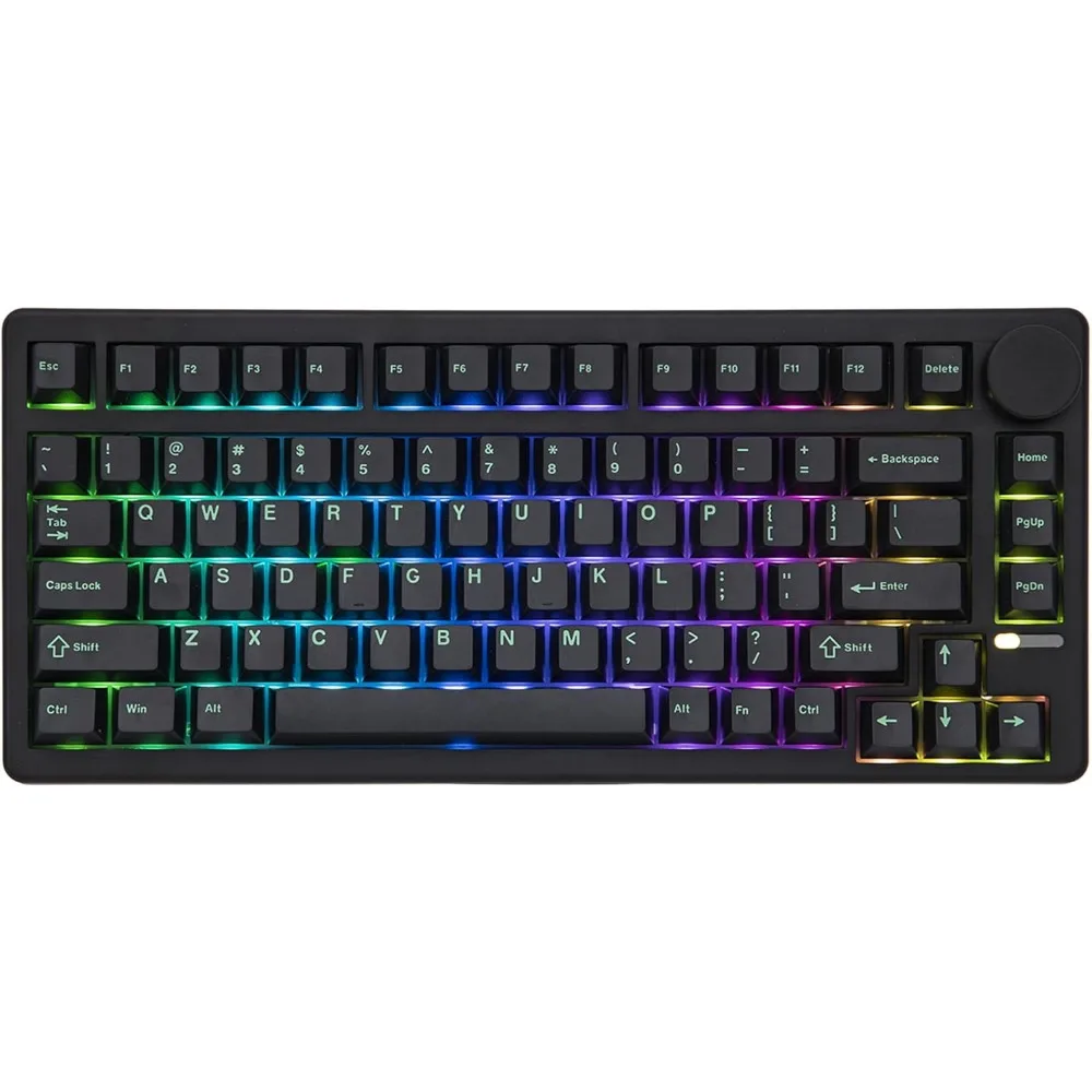 75% wireless mechanical gaming keyboard, programmable hot swappable, 81 keys, metal knob, 2.4GHz/Bluetooth/USB RGB backlight