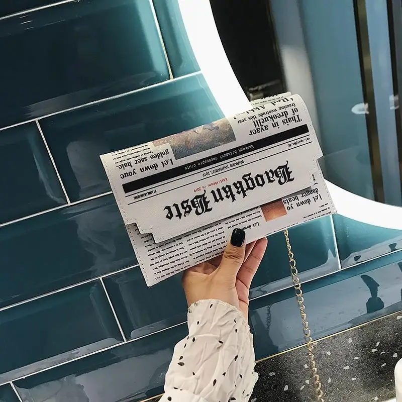 Damska gazeta listonoszka torba na ramię osobowość moda mała kwadratowa torba — zdjęcie 6