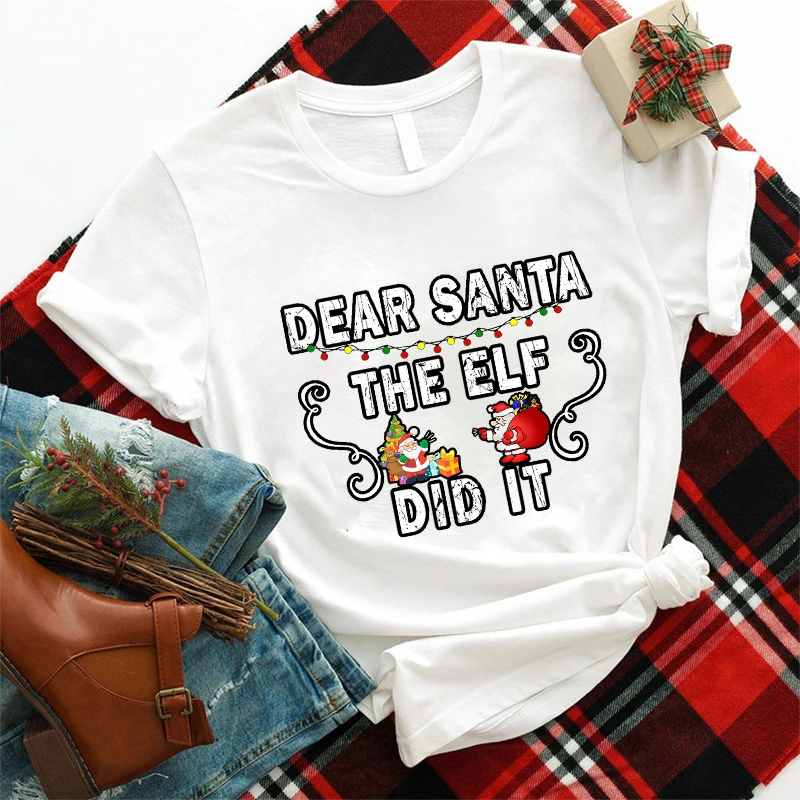 Santa Claus Xmas T-shirts for Women Emergency Room Nurse Ugly Xmas Party T-Shirt Christmas Tree Tee Shirts with Christmas Hats