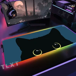 Large RGB Mouse Mat Cute Cat Gamer Mousepads LED Gaming Mousepad kawaii Big Luminous Desk Pad Desk Mats Backlit Mouse Pads