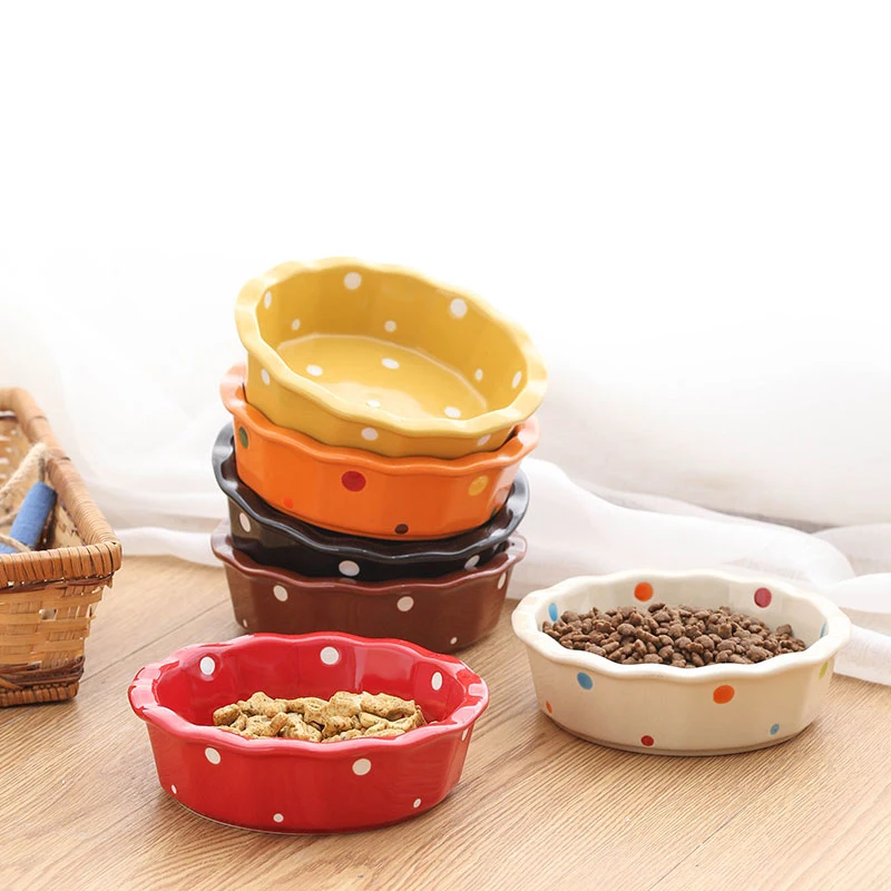 

Ceramic Puppy Dog Cats Feeding And Water Bowl For Pet Feeder Drinker Food Dishes Eatting Bowl Porcelain Cat Supplies Accessories