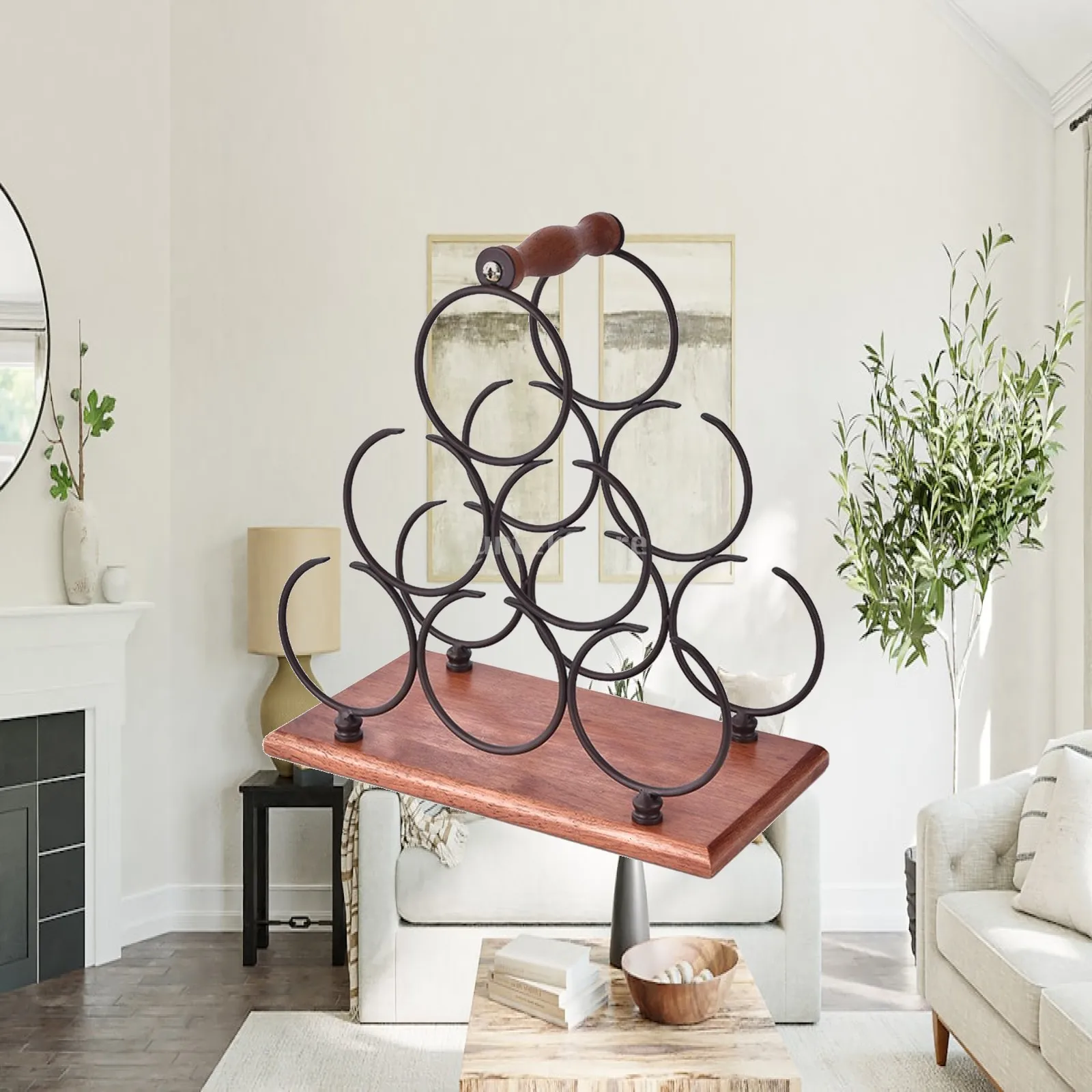 Wine Rack Holder Storage Stand Freestanding 6 Bottles Kitchen Tools