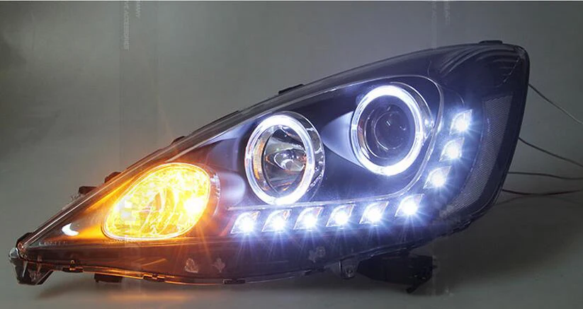 Jazz fit DRL2009 2010 2011 2012year 2Pcs Bumper lamp For Fit Jazz Headlights hid xenon Head Lamp Bi-xenon Projector LED DRL