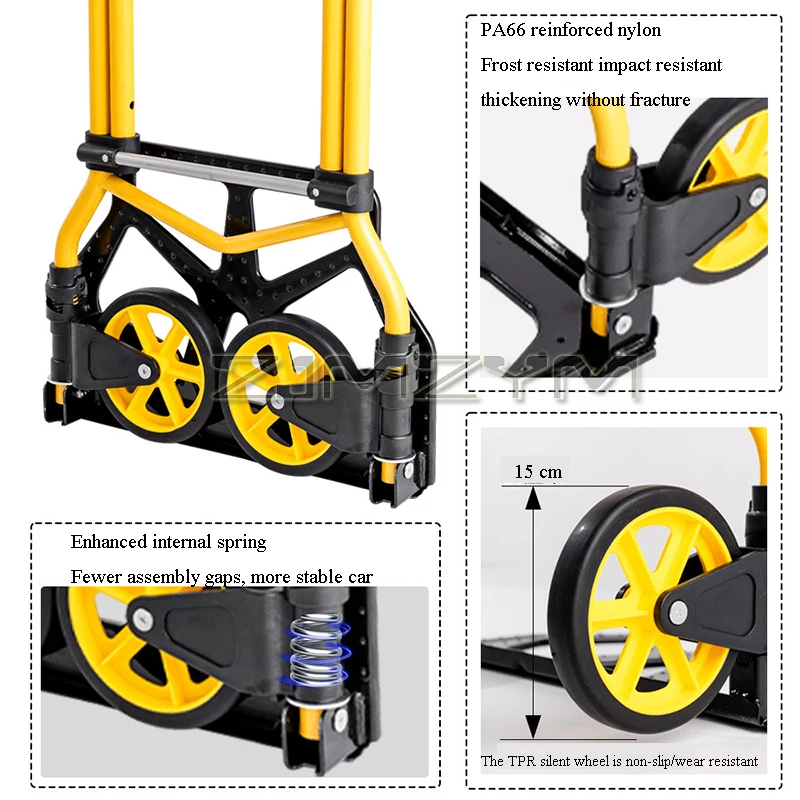 ść składana ręczna ulepszona wózek wspinaczkowy na schody wózek bagażowy wózek ciągnący ciężkie towary z uchwytem teleskopowym gumowe koło