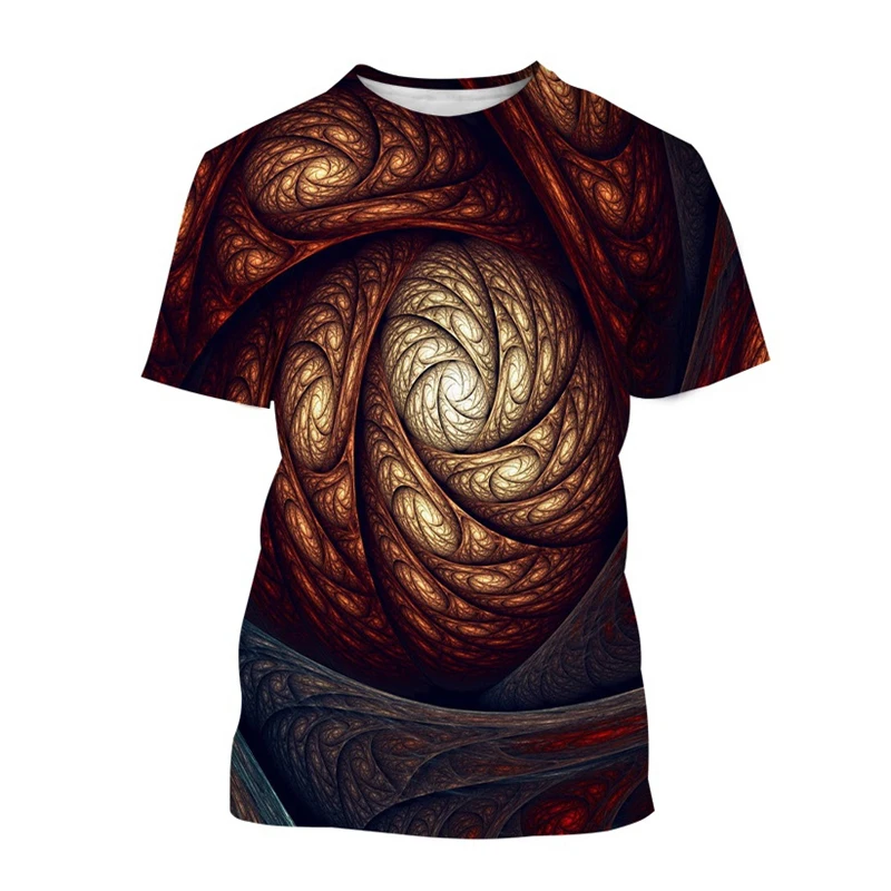 Strange Cool 3D Printing T-shirt Summer Fashion New T Shirt Round Neck Short Sleeve Line Flower Pattern Streetwear Tee Shirts