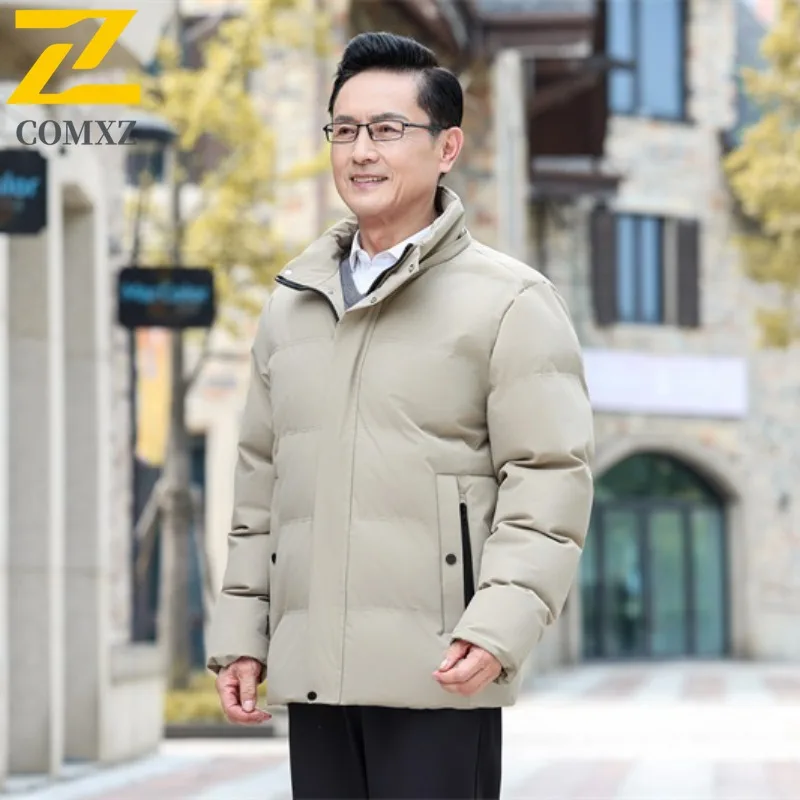 COMXZ 2025 Men Winter Graphene Lined Puffer Jacket Detachable Hood Thickened American Style Plus Size Casual Outdoor Sports Coat