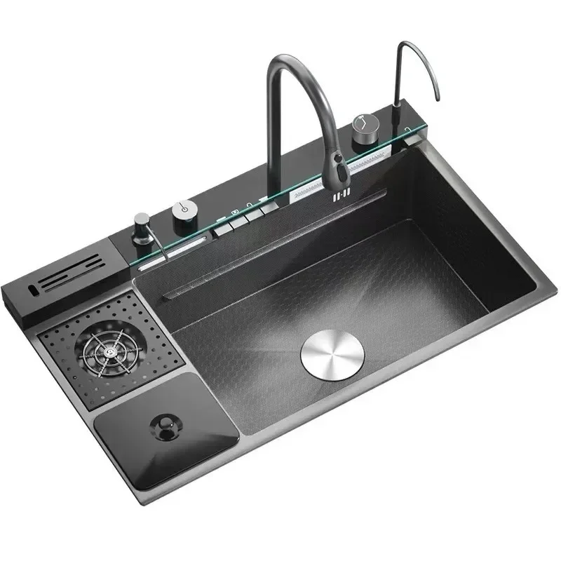 Large single slot 304 stainless steel, kitchen digital sink