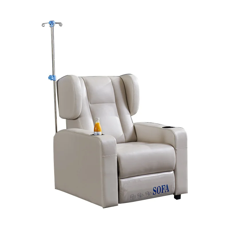 

Полностью откидывающийся одиночный диван-кресло из натуральной кожи, кресло для медицинской клиники, подлокотники для больниц, ожидания, капель