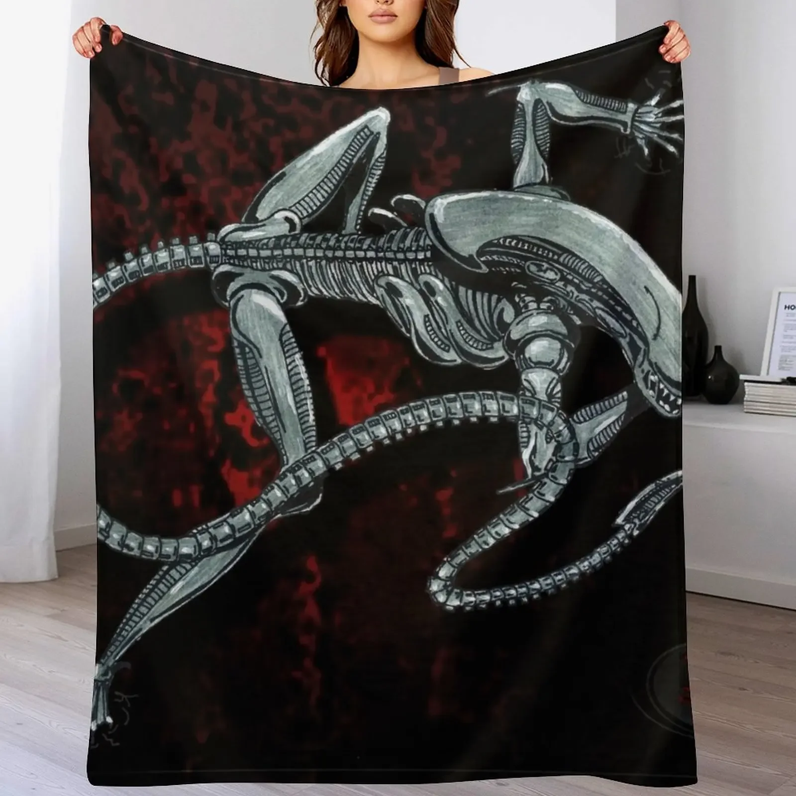 

Xenomorph (DmNerdArtist) Throw Blanket Bed linens funny gift Sleeping Bag Nap Blankets