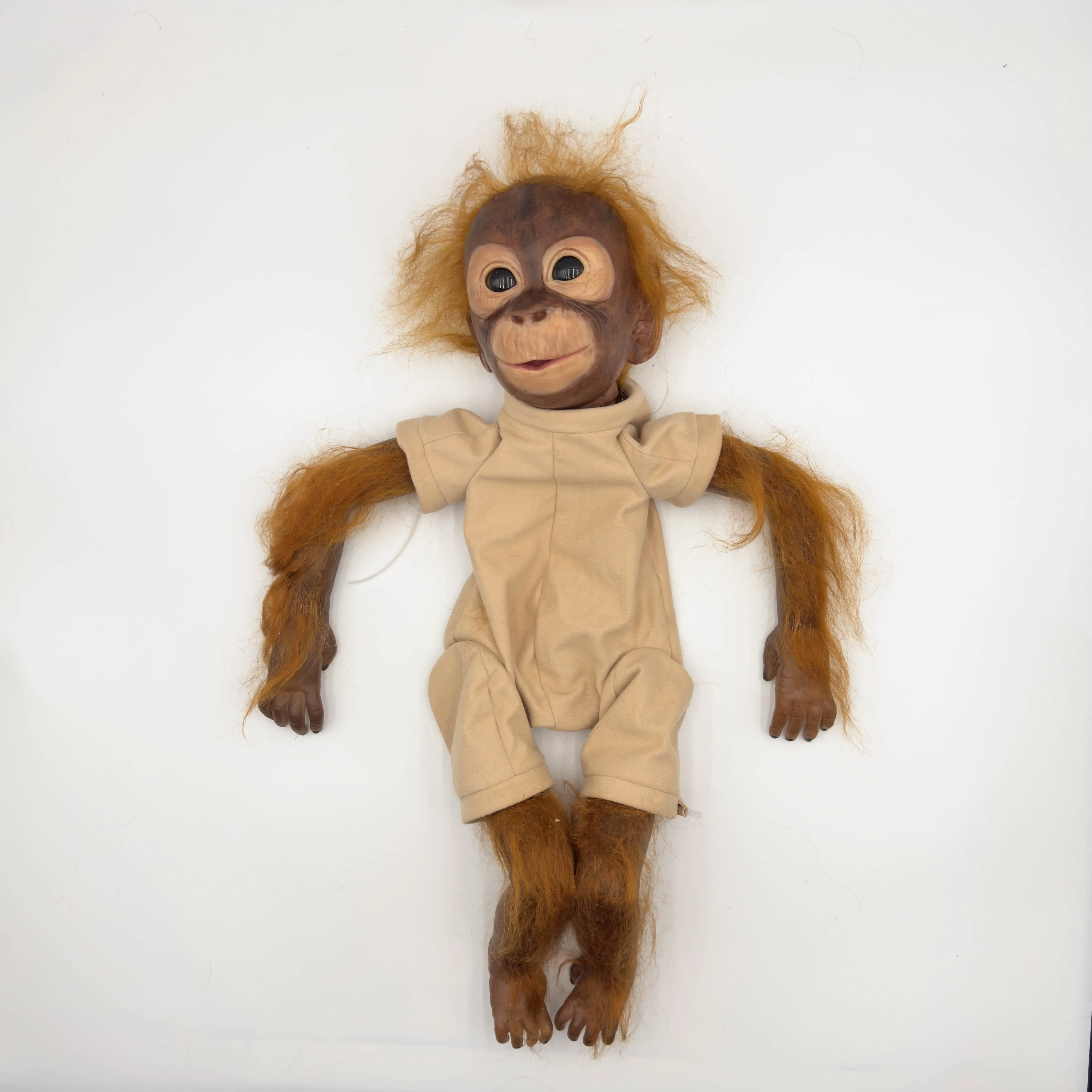 Npk 20 polegadas bonito macaco reborn bebê boneca peças com mohair pintado diy brinquedo cabelo castanho membros completos pronto para montar