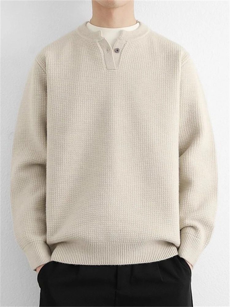 High-End American Loose Red Knitwear Men's Thiened V-Ne  Year Boting Winter Casual Sle Long Sve Sweater