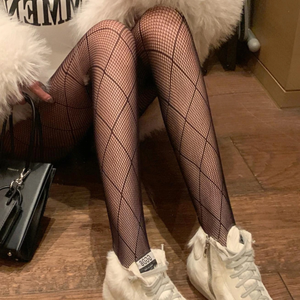 Patchworkowy, z siatką romboidalny zwykły Bar dziewczęcy bielizna z siatki niegrzeczne wyroby pończosznicze sieć na ryby wygodne imprezy skarpetki z siatki imprezy bielizna nowość w