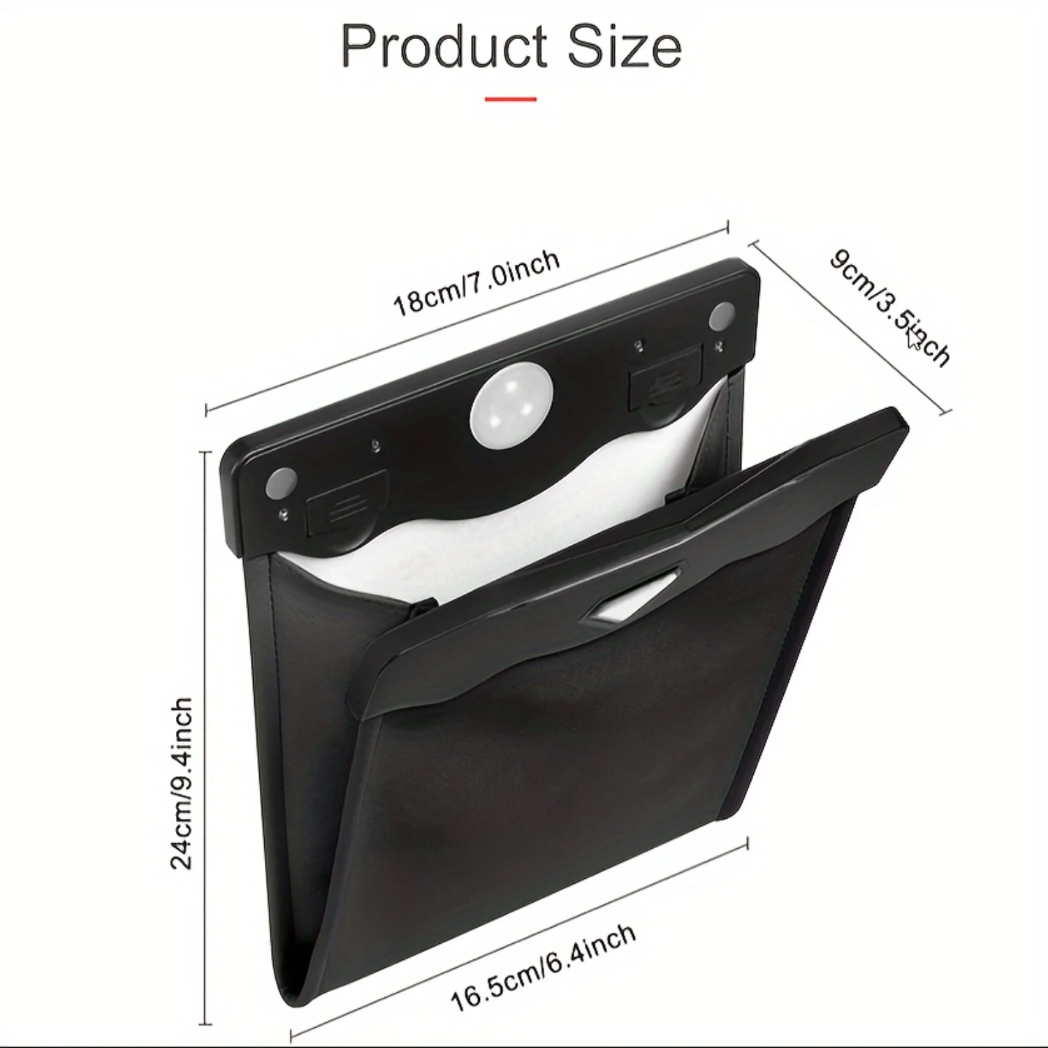 

Magnet Waterproof PU Leather Car Garbage Can with LED