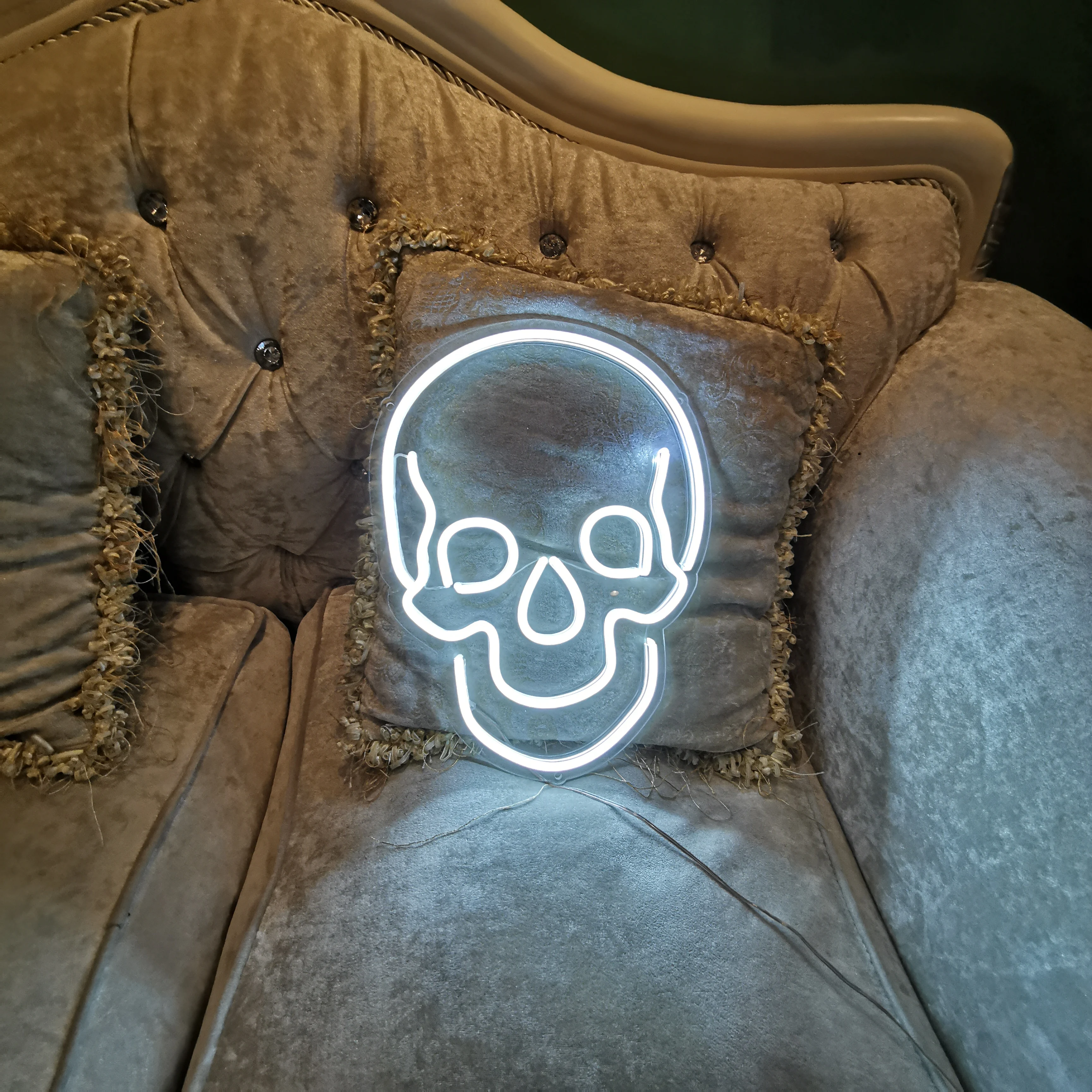 Skull Neon Sign For Wall Decor Halloween LED Neon Lights Art Skeleton Room Decoration Home Bars Party USB Powered Light Up Signs