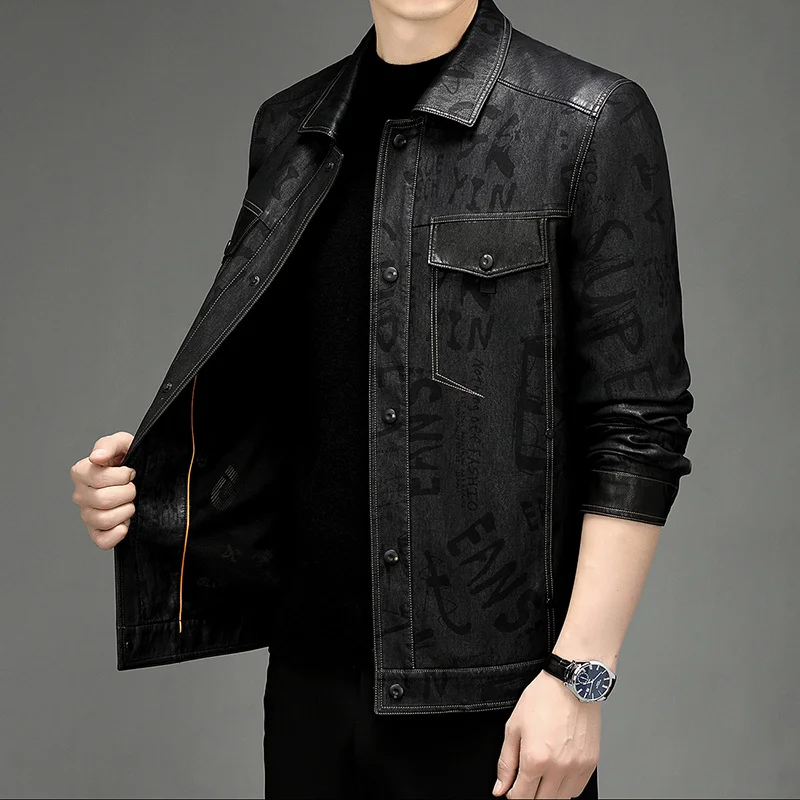 

leather Haining jacket motorcycle leather jacket short slim jeans Korean handsome youth jacket tide