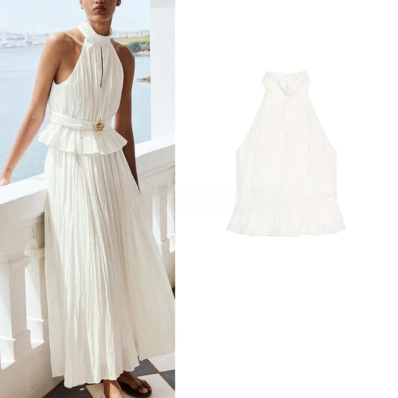 Zomer Dames Faion Design Verfraaid Gouden Kanten Kraag irt Loose Fit Svel Polyestervezel Casual Sle