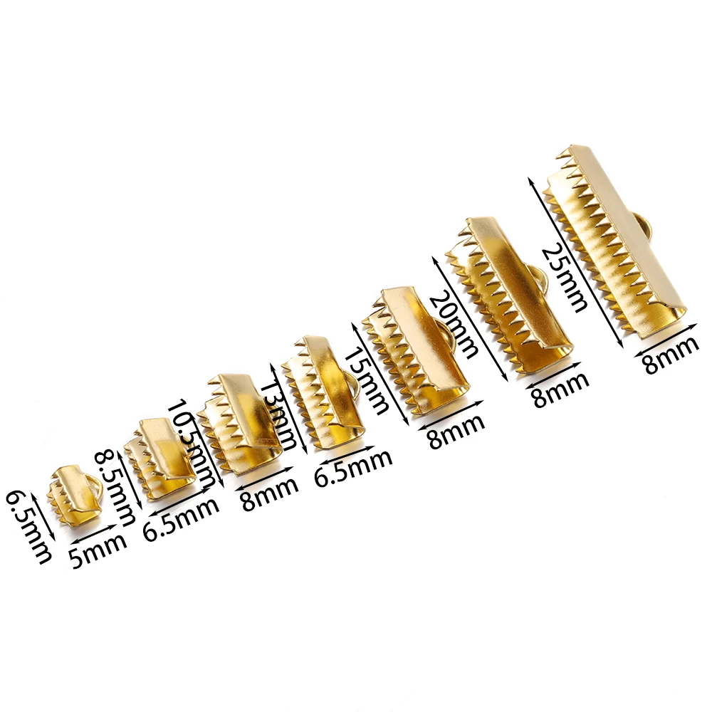 20-30Pcs 6.5-25mm Stainless Steel Crimp End Beads Buckle Tips Clasp Cord Flat Cover Clasps Connectors For DIY Jewelry Making