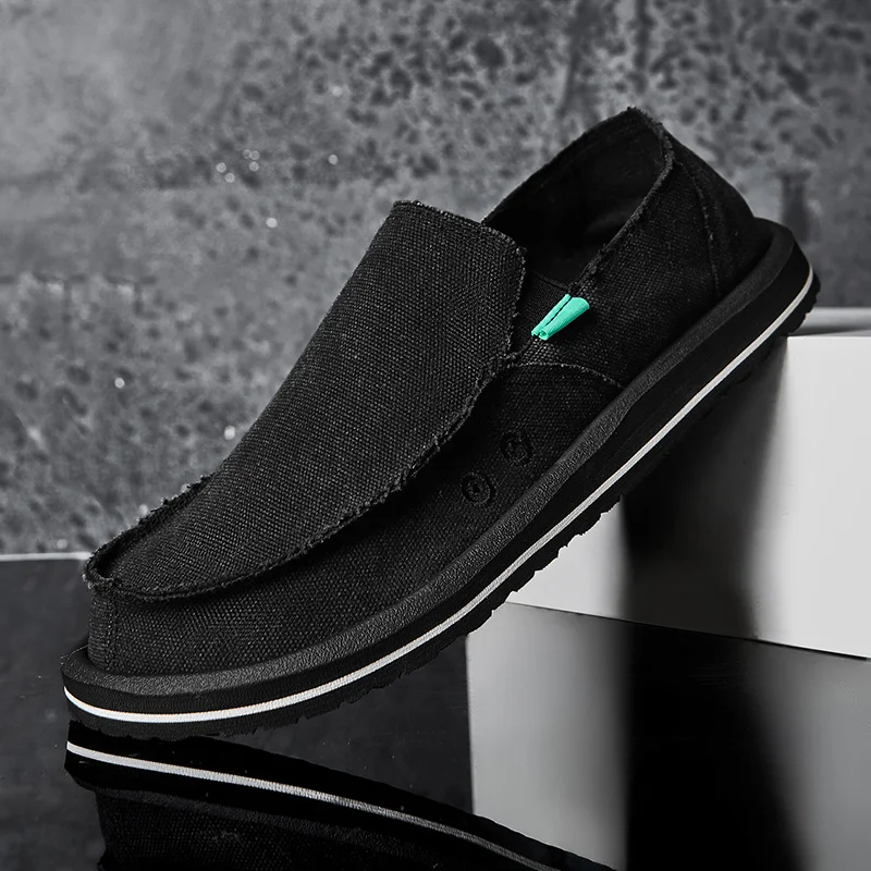 New Summer Men Canvas Shoes Breathable Denim Canvas Casual Shoes Men Loafers Comfortable Ultralight Lazy Boat Shoes Big Size 48