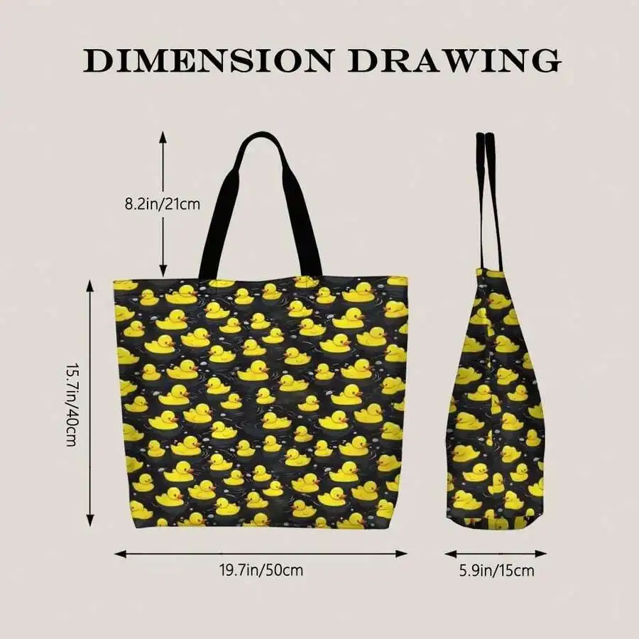 

Yellow Rubber Duck Pattern Tote Bag For Adults Casual Shopping Handbag