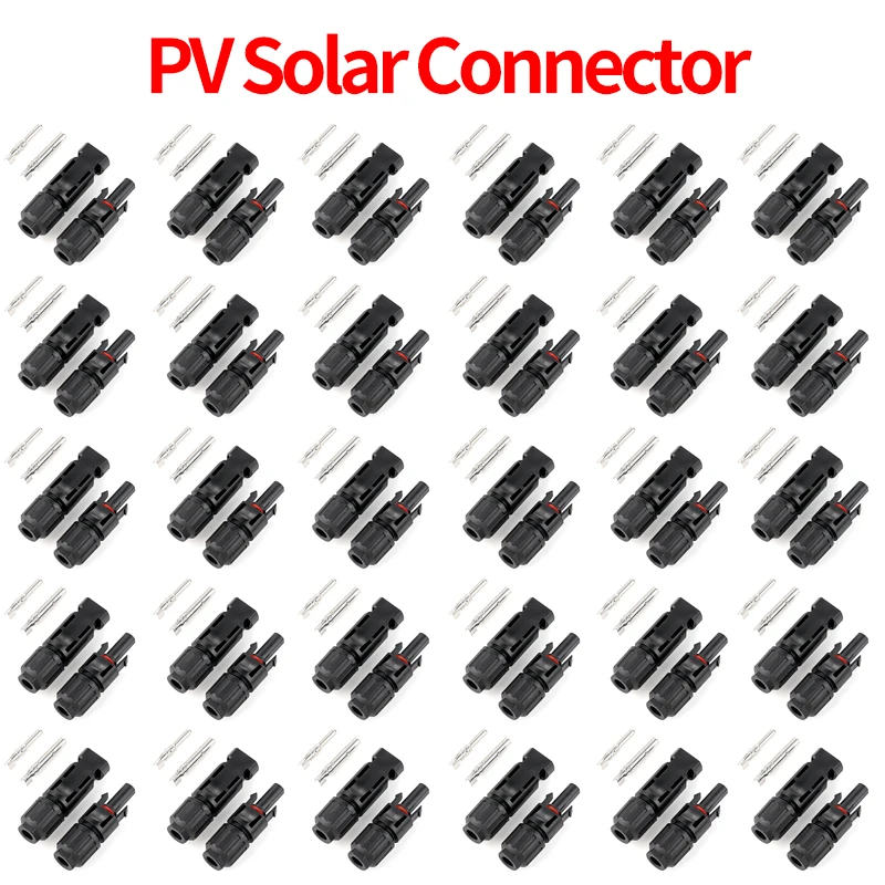 600/400/200/100/40/20/10 قطعة موصلات الطاقة الشمسية المقابس الكهروضوئية - 1000 فولت 30 أمبير، لكابلات PV/MC 2.5/4/6 مم2، طقم موصل اللوحة الشمسية