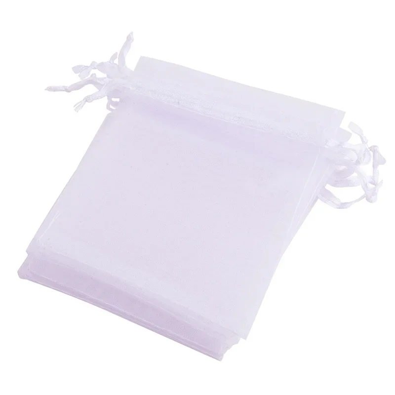 50 Uds. Decoraciones de bolsas de organza blancas 7*9cm 9*12CM