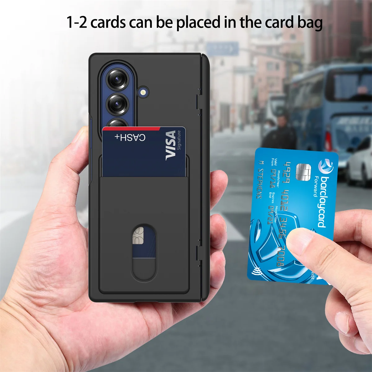 Wallet Slot Card Holder Hinge Protective Phone Case for Samsung Galaxy Z Fold 7 Fold7 5G Protector Shockproof Hard Shell Cover