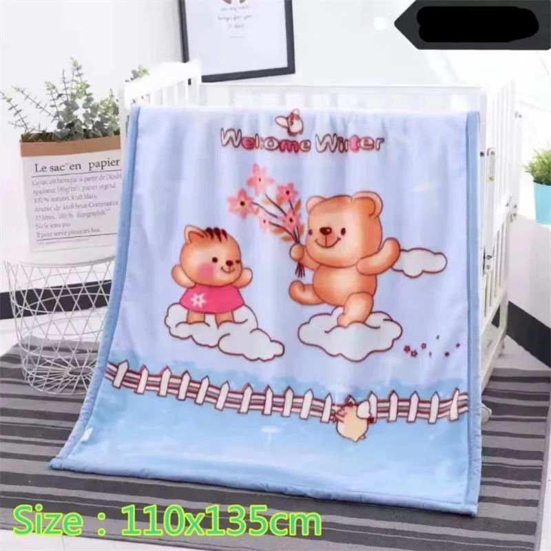 Baby Autumn Winter Thicken Blanket Cartoon Style Children's Blanket Newborn Baby Kindergarten Nap Coral Fleece Blanket 110x135cm