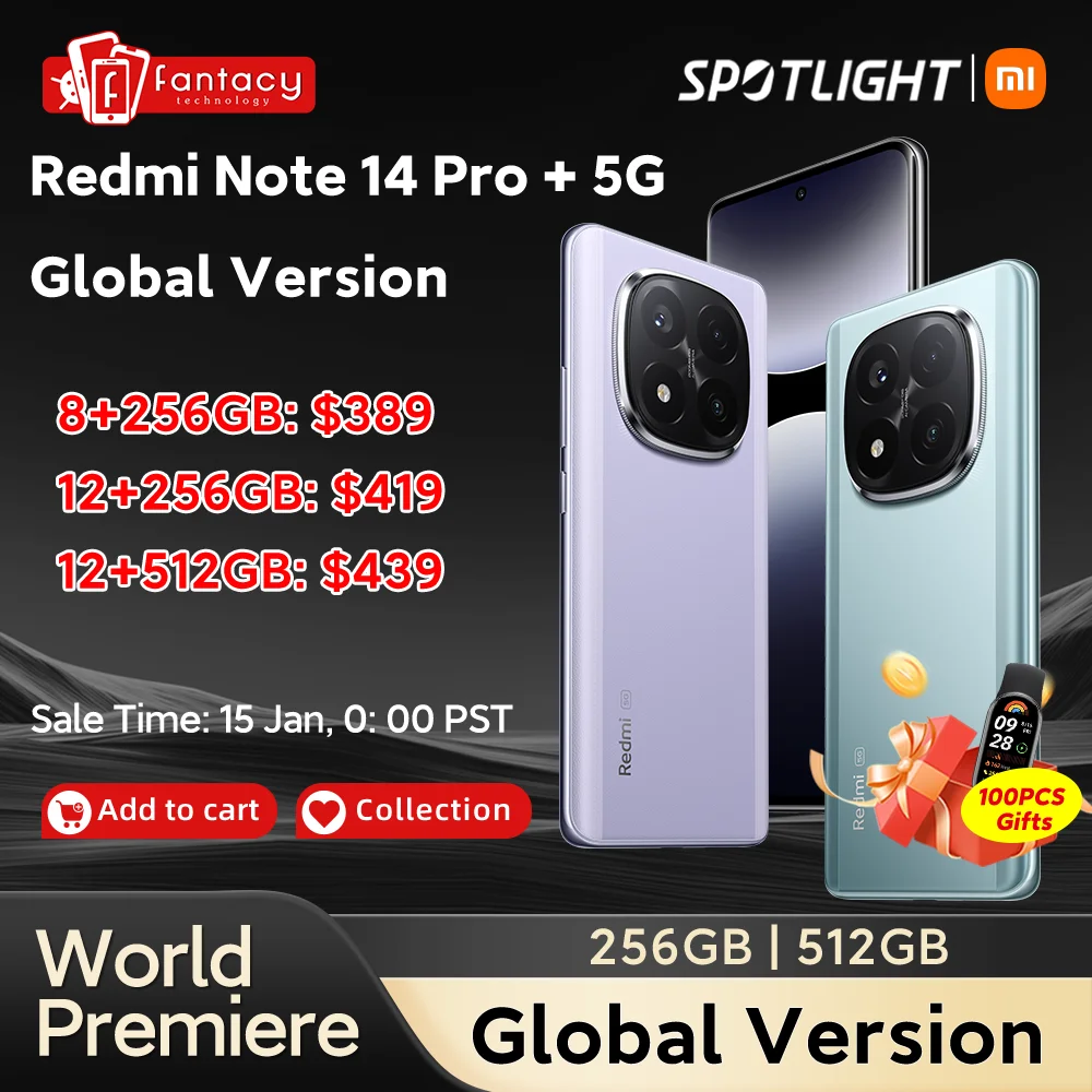 World Premiere Global Version Xiaomi Redmi Note 14 Pro+ 5G Smartphone Snapdragon 7s Gen 3 200MP AI Camera 5110mAh Battery NFC