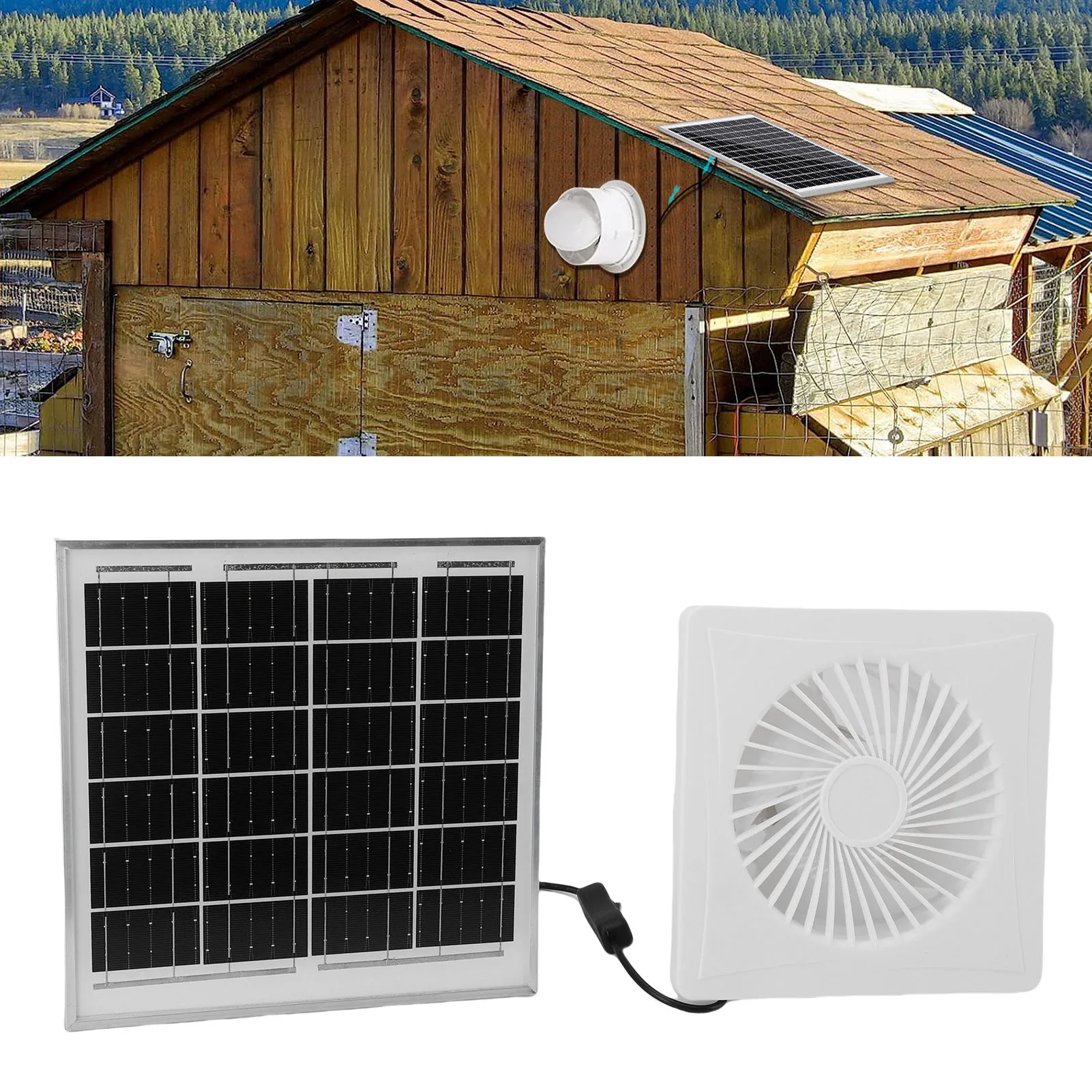 

6 Inch Solar Exhaust Fan with 8W Panel 300CFM Round White Ventilation Fan for Attic Bathroom Kitchen Shed Cooling