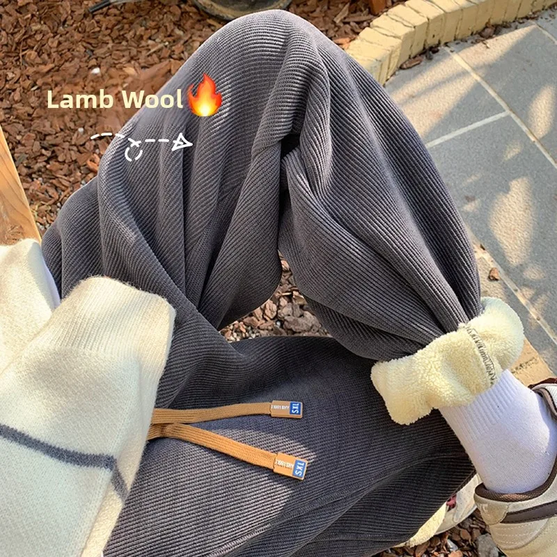 

Men's Corduroy Pants Winter Thiened Fce Youthful Trousers Trendy Brand Casual Wear Comfortable Loose Fit Anti-Wrinkle